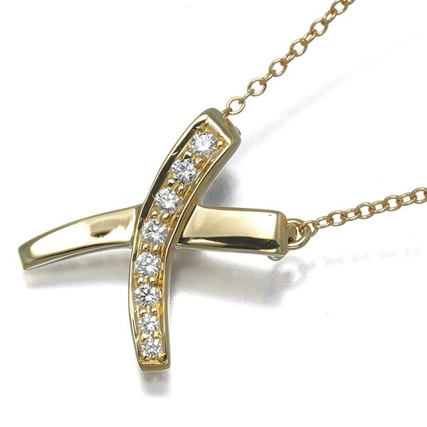 Tiffany&Co. Necklace Diamond Palomas Graffitix Kiss 18K 750 Yellow Gold: Tiffany&Co. Necklace Diamond Palomas Graffitix Kiss 18K 750 Yellow Gold Tiffany&Co.'s Graffiti X Kiss necklace showcases a stunning diamond pendant, set in 18k yellow gold. The necklace features a nat
