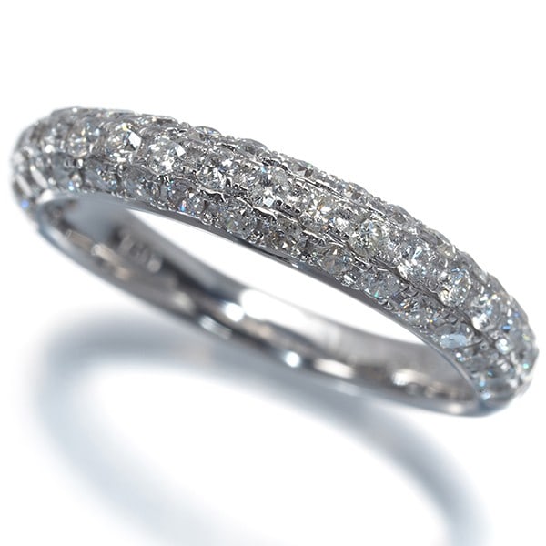 Diamond 1.00Ct Paved Half Eternity Ring 18K 750 White Gold (1 of 4)