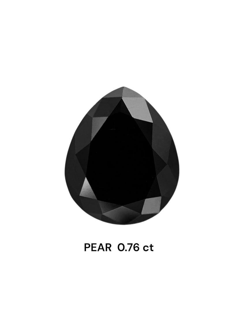 Pear 0.76ct Fancy Black VVS2 - Loose Natural Diamond: Pear 0.76ct Fancy Black VVS2 - Loose Natural Diamond 0.76ct Fancy Black VVS2 - A rare and exceptional natural diamond, boasting an EX polish and symmetry, with a deep black color that sets it apart fr
