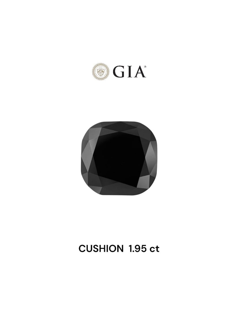 GIA Cushion Brilliant 1.95ct Fancy Black VVS2 - Loose Natural Diamond: GIA Cushion Brilliant 1.95ct Fancy Black VVS2 - Loose Natural Diamond GIA certified, this cushion brilliant diamond boasts an impressive 1.95 carat weight and exceptional clarity with a VVS2 grade, en
