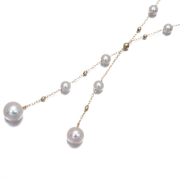 Akoya Pearl 3.5-7.2Mm Station Ydrop Necklace 18K 750 Yellow Gold: Akoya Pearl 3.5-7.2Mm Station Ydrop Necklace 18K 750 Yellow Gold 18k yellow gold Y-drop necklace features an Akoya pearl with a diameter of approximately 3.5-7.2mm, suspended from a 42cm chain. The ne