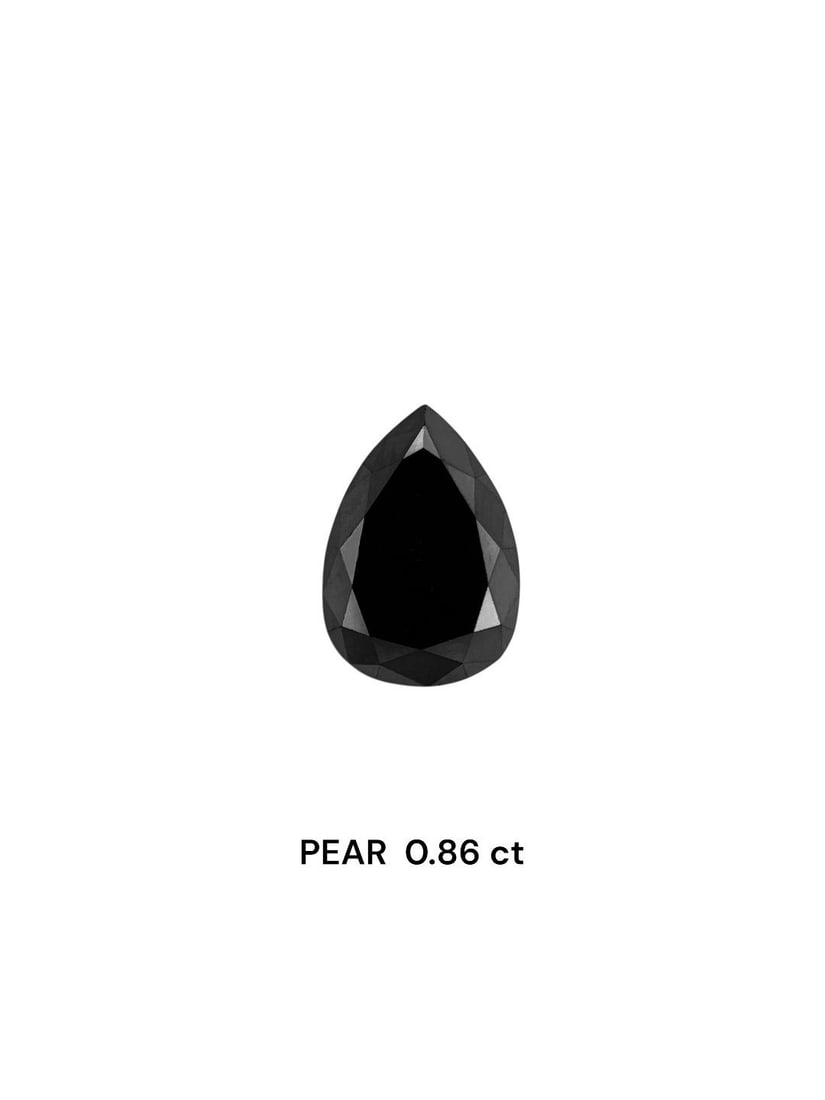 Pear 0.86ct Fancy Black VVS2 - Loose Natural Diamond: Pear 0.86ct Fancy Black VVS2 - Loose Natural Diamond 0.86ct Fancy Black VVS2 - A rare and exceptional natural diamond, boasting an EX polish and symmetry, with a high clarity grade of VVS2 and a deep,