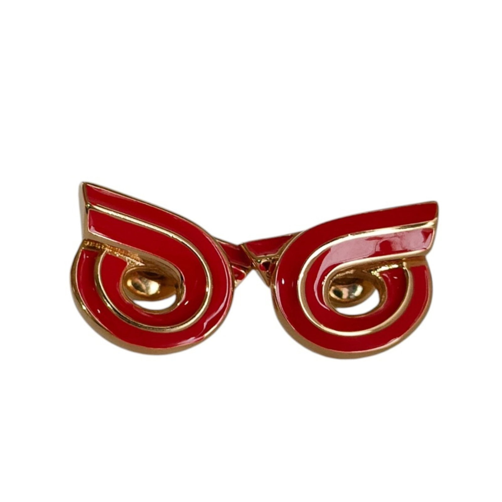 Salvatore Ferragamo Stud earrings: Salvatore Ferragamo Stud earrings Stud earrings in gold and red, measuring 13.00mm x 8.00mm with a weight of 2g. The distinctive design features a notable color combination that adds visual interest. 