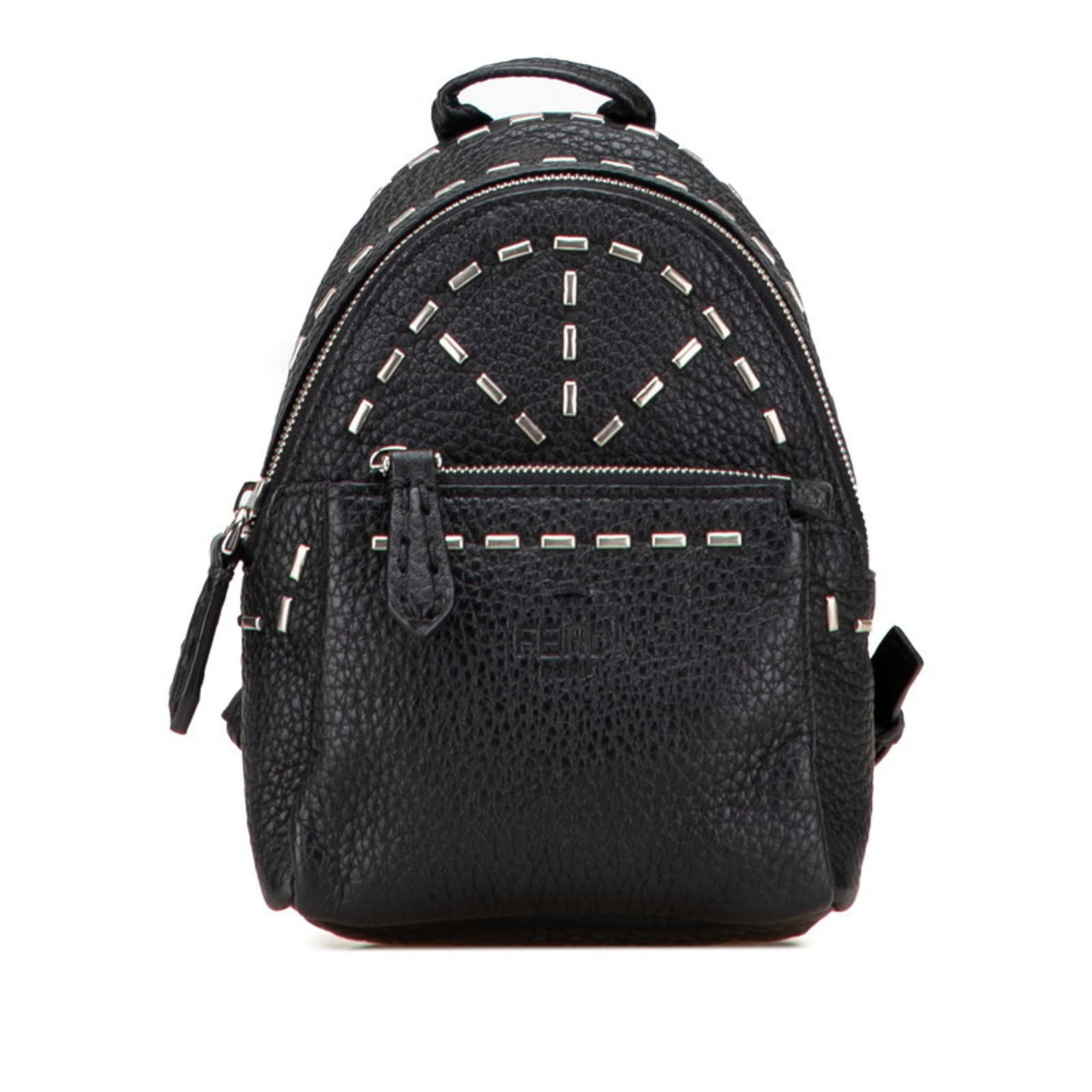 Charm leather handbag Fendi: Charm leather handbag Fendi Charm leather handbag from Fendi, featuring black leather construction with a size of 160.00mm x 110.00mm. This small, stylish accessory bears a signature and is made entir