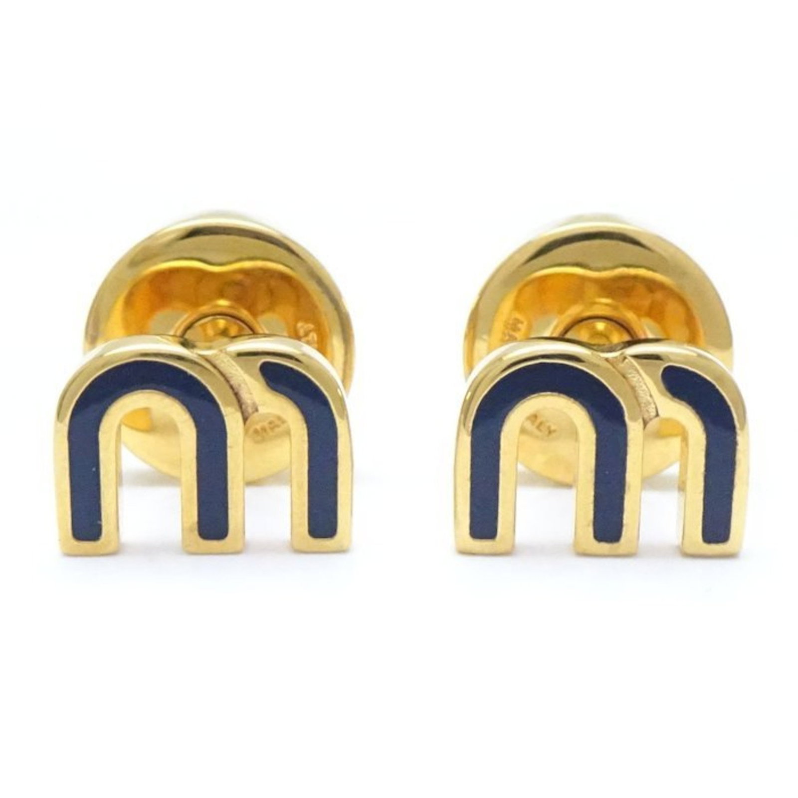 Miu Stud Earrings Gold Plating: Miu Stud Earrings Gold Plating Gold plating details add a touch of elegance to these Miu Stud Earrings, featuring a sleek design and sturdy construction. The earrings come in a luxurious gold finish a