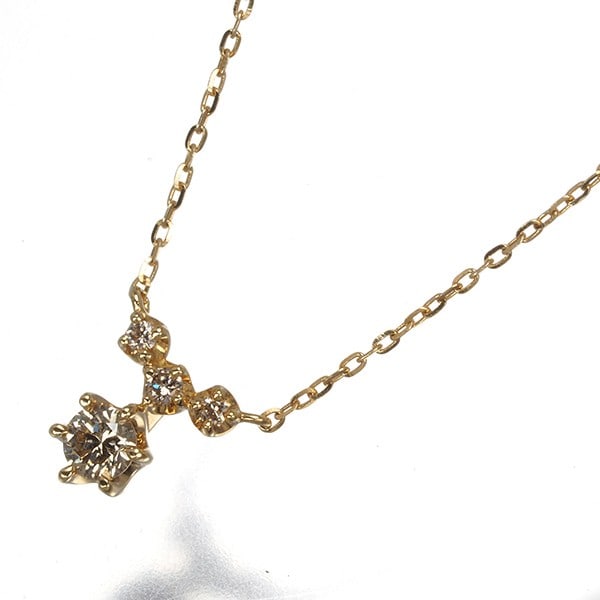 Agete Necklace Brown Diamond 0.10Ct 18K 750 Yellow Gold (1 of 4)
