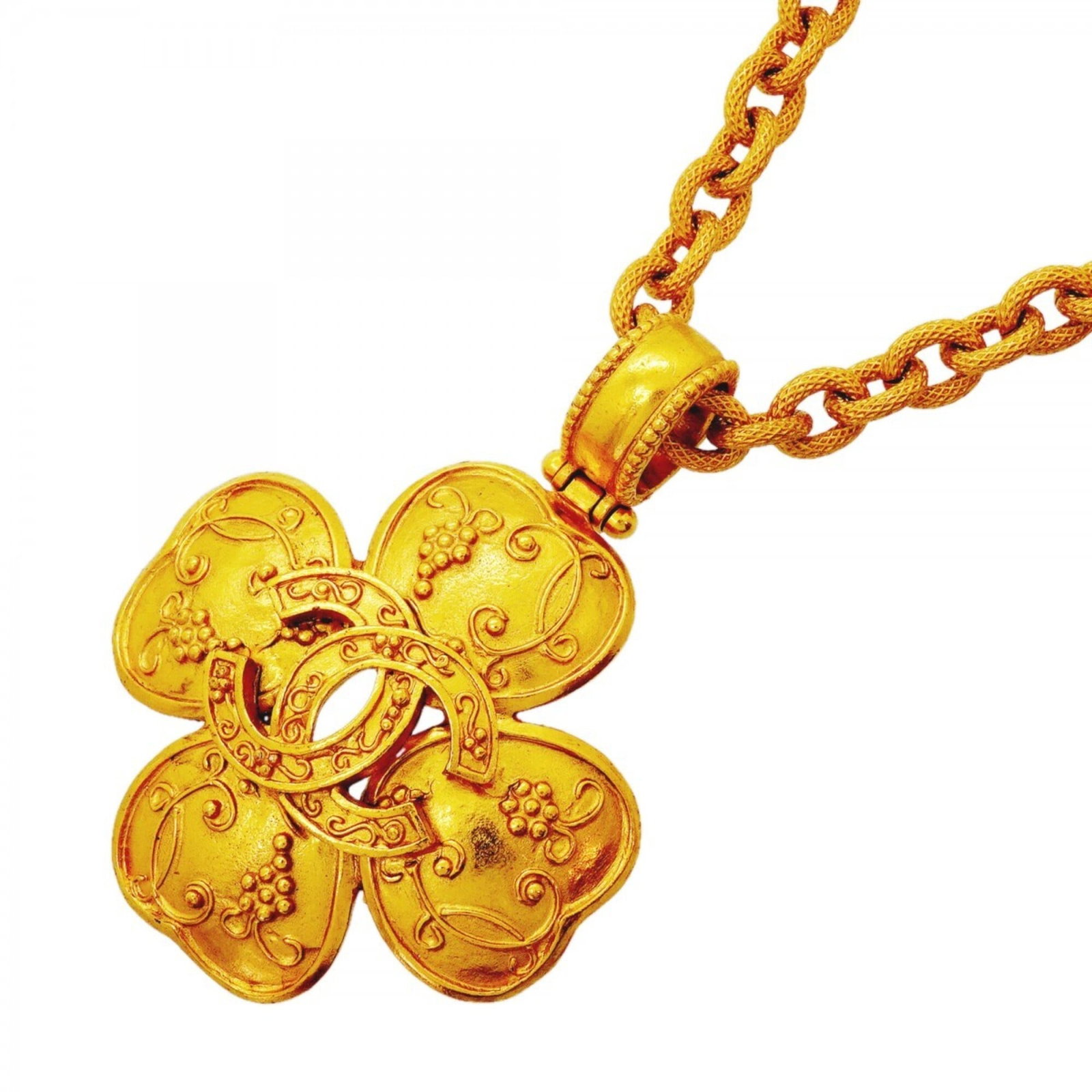Chanel Necklace Coco Mark Clover Motif Gp Plated Gold Women'S (1 of 6)