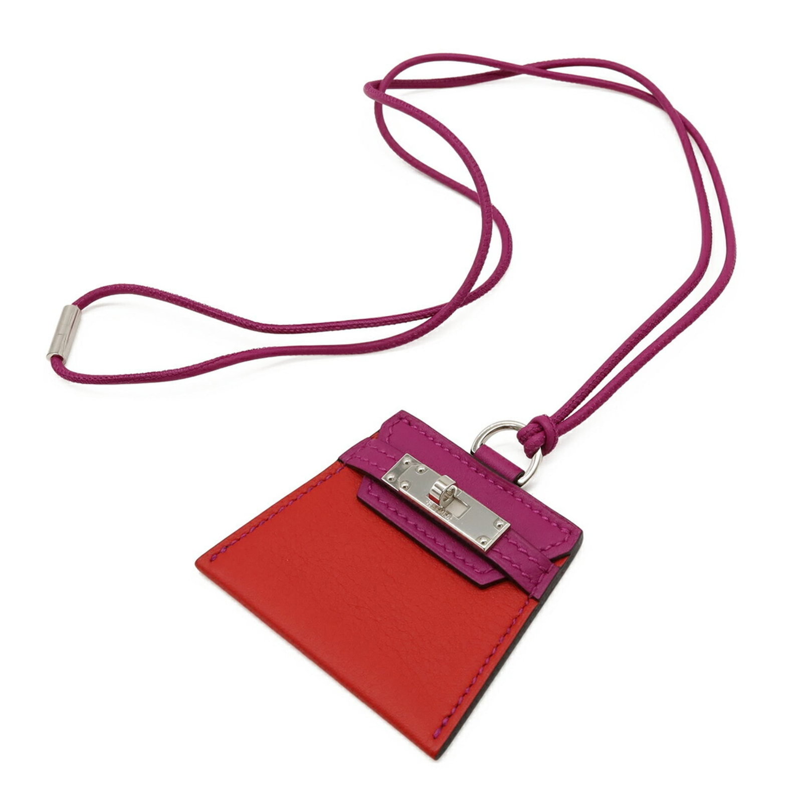 Hermes Mon Petit Kelly Necklace Pendant Veau Swift Leather Cord Purple/ Red: Hermes Mon Petit Kelly Necklace Pendant Veau Swift Leather Cord Purple/ Red Item Specifics: Brand: Hermes Necklace Type: Necklace Pendant Type: Pendant Gender: Women Material: Swift leather Color: Pur