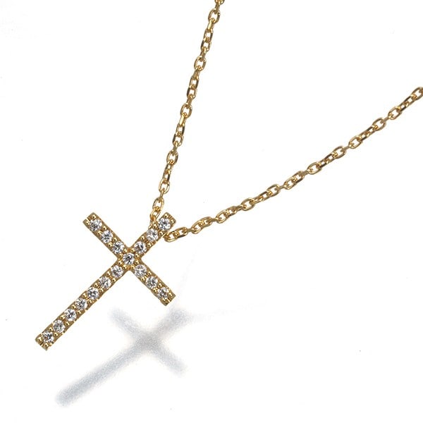 Star Jewelry Necklace Diamond 0.05Ct Cross 18K 750 Yellow Gold: Star Jewelry Necklace Diamond 0.05Ct Cross 18K 750 Yellow Gold Yellow gold pendant necklace featuring a natural diamond cross design, set in 18k yellow gold. The necklace boasts a total weight of 1.4g