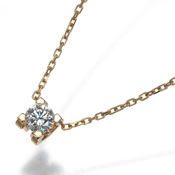 Cartier Necklace Diamond 0.24Ct H Vvs1 3Ex C De Cartier Solitaire 18K Rg (1 of 5)