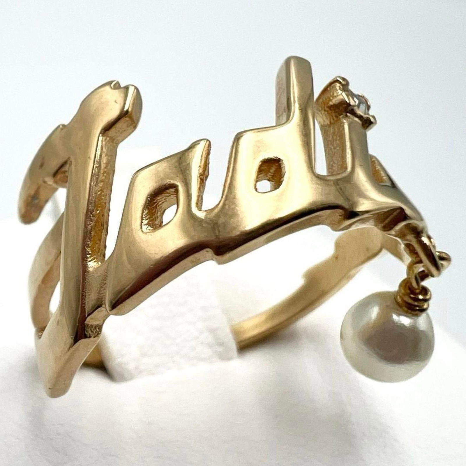 Metal Rhinestone Ring Christian Dior Band (1 of 10)