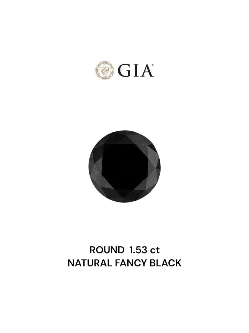 GIA Round 1.53ct Fancy Black VVS2 - Loose Natural Diamond: GIA Round 1.53ct Fancy Black VVS2 - Loose Natural Diamond The GIA Round 1.53ct Fancy Black VVS2 diamond boasts exceptional clarity and color, making it a standout among natural diamonds. Its EX polish