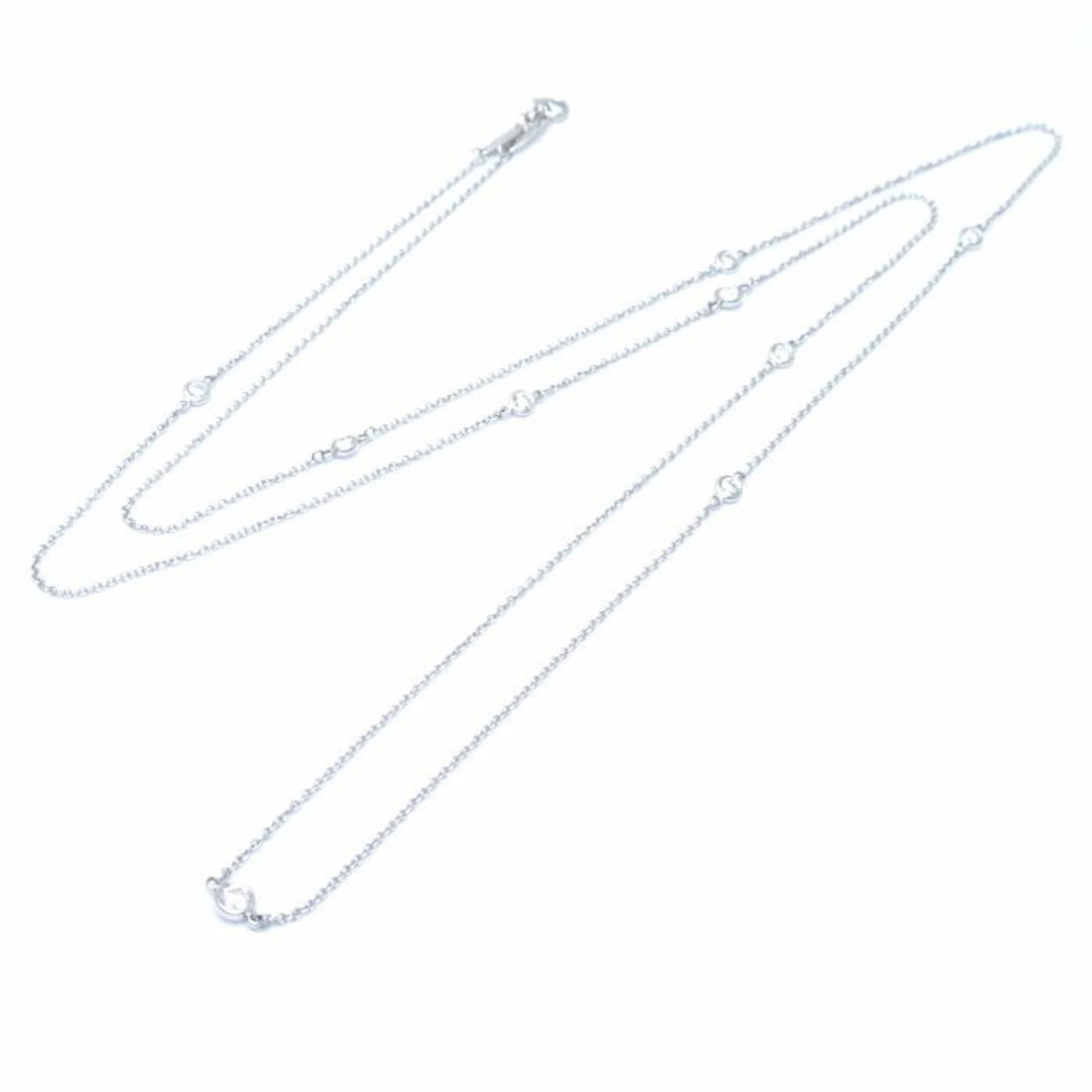 Tiffany & Co. Tiffany By The Yard Necklace 9P Diamond 77Cm Long Elsa Peretti Pt950 Platinum 293005: Tiffany & Co. Tiffany By The Yard Necklace 9P Diamond 77Cm Long Elsa Peretti Pt950 Platinum 293005 Tiffany & Co.'s iconic Elsa Peretti design, the Tiffany By The Yard Necklace, boasts a stunning 9P di