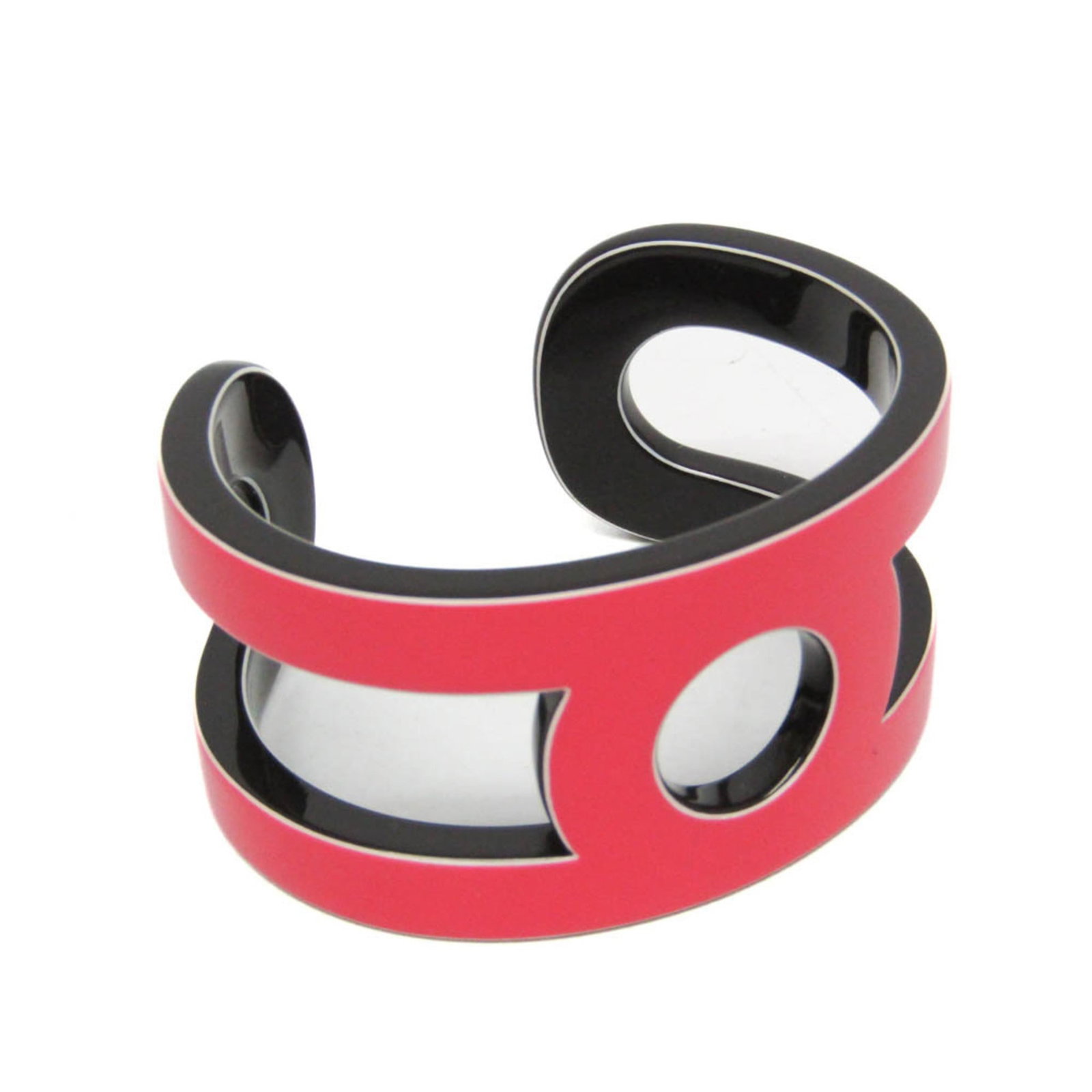Hermes Bangle Lacquer Wood: Hermes Bangle Lacquer Wood The Hermes Bangle Lacquer Wood boasts a striking combination of brown lacquer wood and pink accents, creating a unique and eye-catching design. Made from high-quality materi
