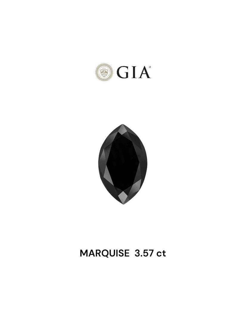 GIA Marquise 3.57ct Fancy Black VVS2 - Loose Natural Diamond: GIA Marquise 3.57ct Fancy Black VVS2 - Loose Natural Diamond GIA-certified Fancy Black diamond with exceptional clarity and polish, boasting an impressive 3.57 carats in its marquise cut shape. This n
