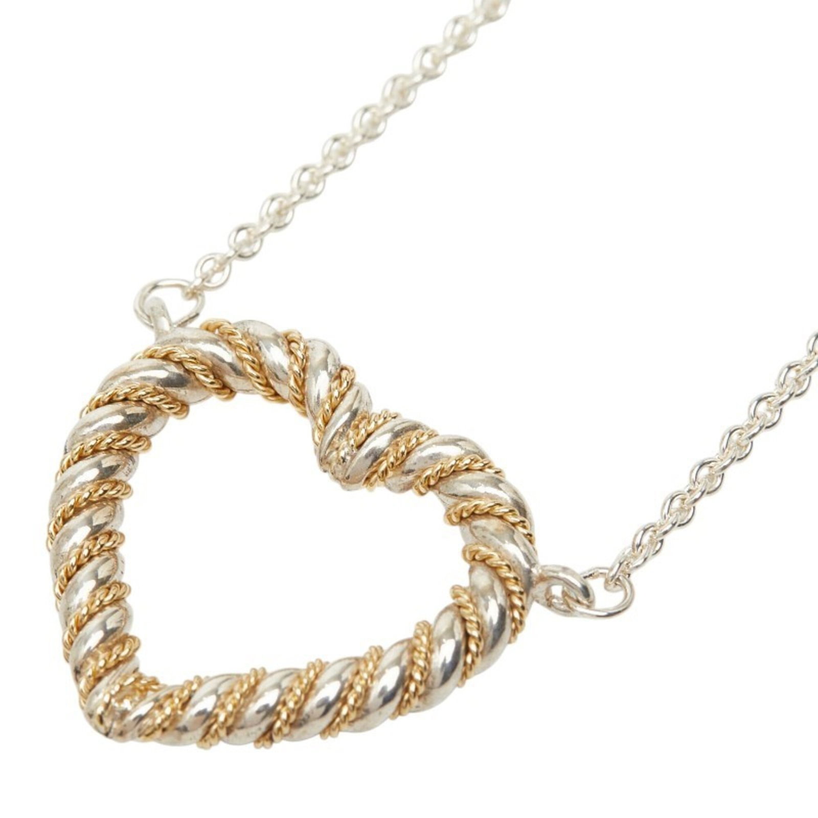 Tiffany & Co. Twist Heart Necklace Silver Gold (Sv925) 18K Yellow Combination Women'S.: Tiffany & Co. Twist Heart Necklace Silver Gold (Sv925) 18K Yellow Combination Women'S. Twist Heart Necklace in Silver and Yellow Gold, crafted from 18K yellow gold combined with sterling silver (925).