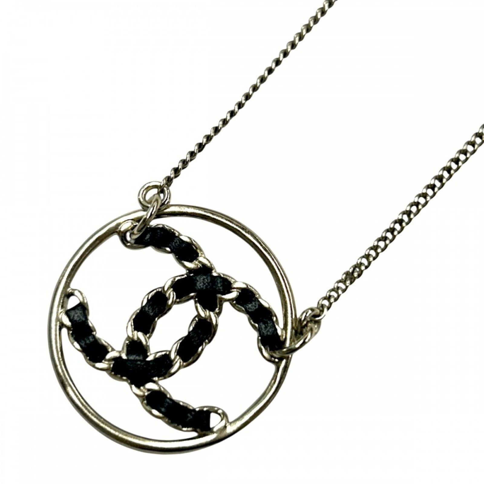 Chanel Necklace For Women Coco Mark Chain Design Pendant Chanel Gp Leather B19P Gold/ Black Approx. (1 of 8)