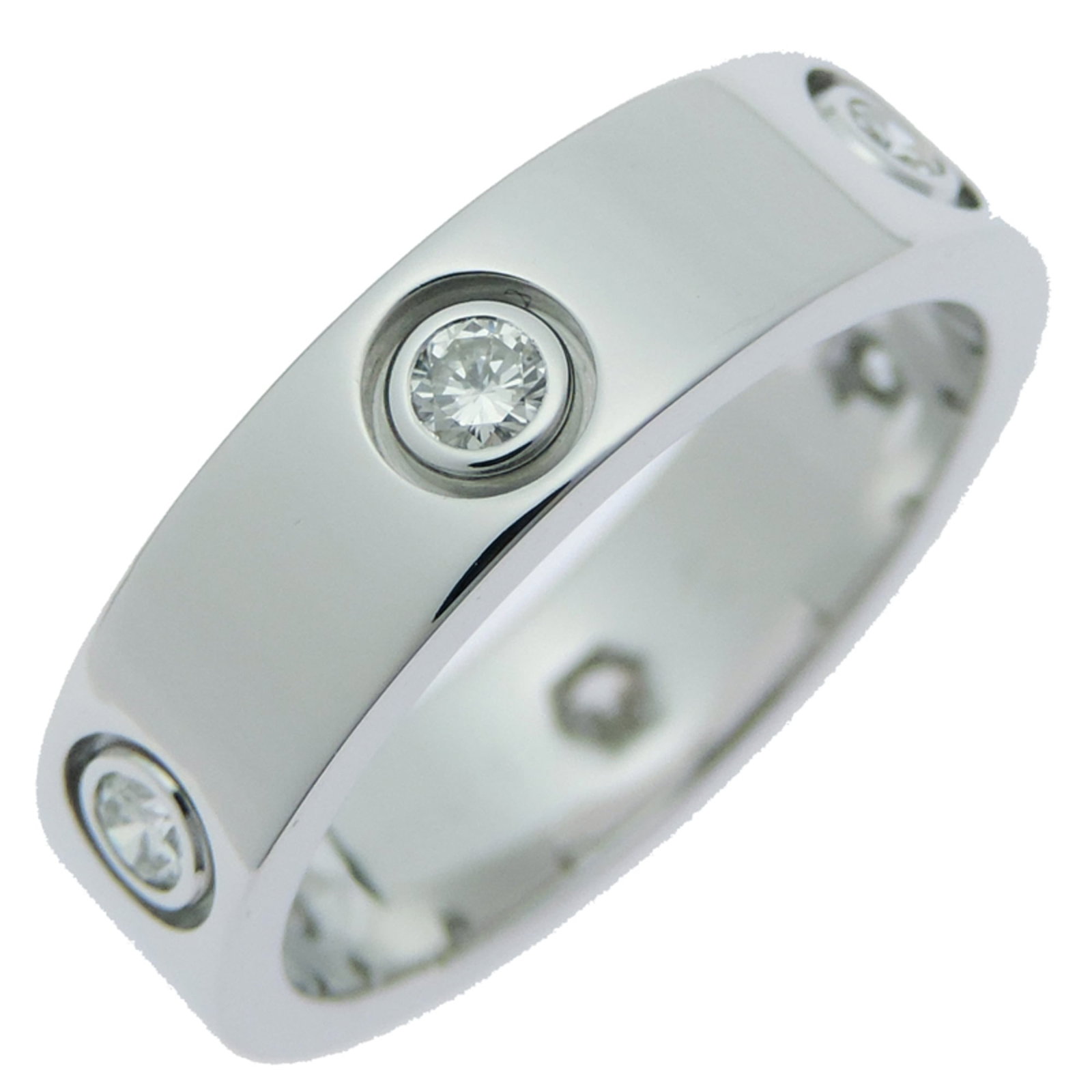 Cartier Band Ring White Gold (18K): Cartier Band Ring White Gold (18K) Cartier Band Ring White Gold (18K) - A sleek and sophisticated band ring featuring white gold (18K) and adorned with a diamond, available in US size 8.5. This elegan