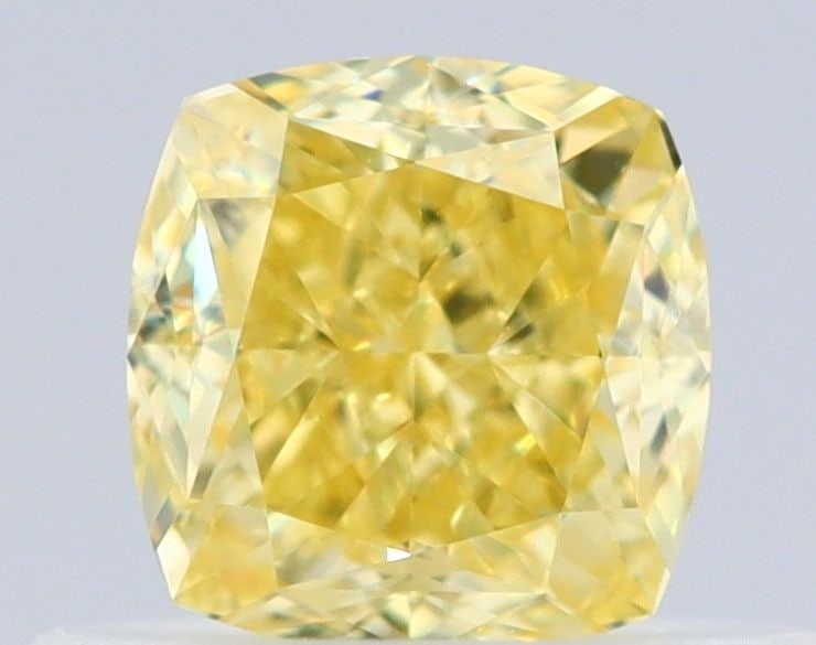 GIA Cushion Brilliant 0.51ct Fancy Intense Yellow VVS2 - Loose Natural Diamond: GIA Cushion Brilliant 0.51ct Fancy Intense Yellow VVS2 - Loose Natural Diamond GIA certified, this 0.51ct Fancy Intense Yellow VVS2 diamond boasts exceptional color and clarity, with a vibrant yellow 