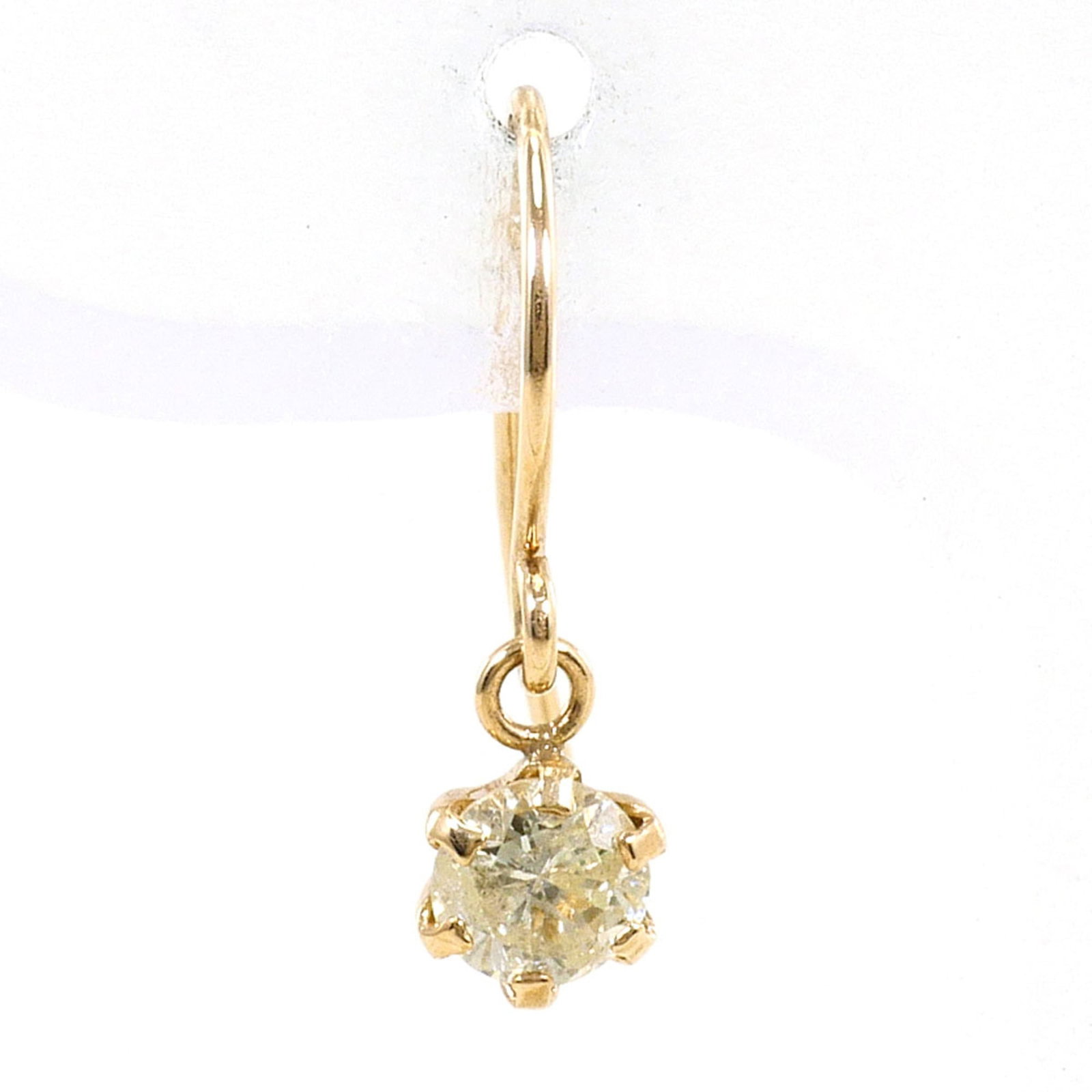 Unbranded Yellow Gold Earrings Drop 10K: Unbranded Yellow Gold Earrings Drop 10K Yellow gold drop earrings feature a 0.13 carat diamond, weighing 0.1g / 0oz, set in an unbranded 10K yellow gold design. The earrings are made from genuine yell
