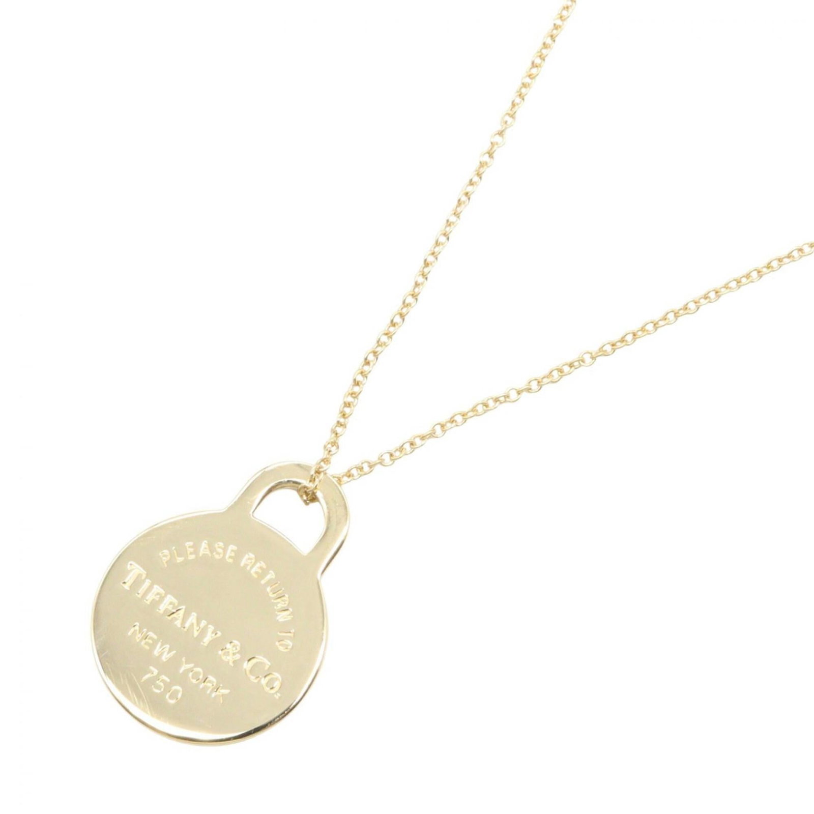 Tiffany & Co. Rtt Necklace 18K (Yellow Gold) Women'S Jewelry Gold Tone: Tiffany & Co. Rtt Necklace 18K (Yellow Gold) Women'S Jewelry Gold Tone Tiffany & Co. Rtt Necklace in 18K Yellow Gold features a pendant with dimensions of 20mm x 15mm, set against a neck