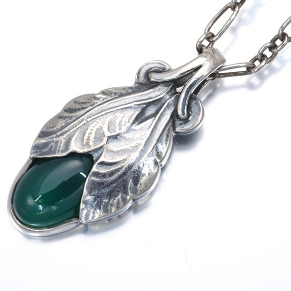Sterling silver necklace heritage green agate 925 2008 by georg jensen (1 of 4)