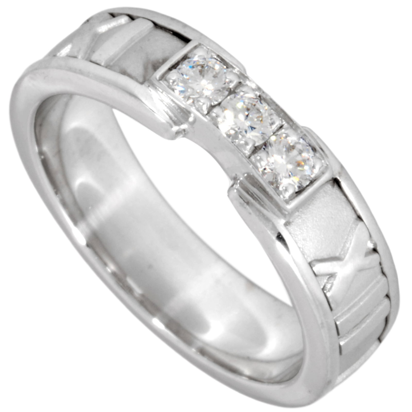 Tiffany Band Ring White Gold (18K): Tiffany Band Ring White Gold (18K) Tiffany Band Ring White Gold (18K) features a diamond stone and is made from 18K white gold, with a US size of 6.5. This band ring is crafted in the iconic Tiffany s