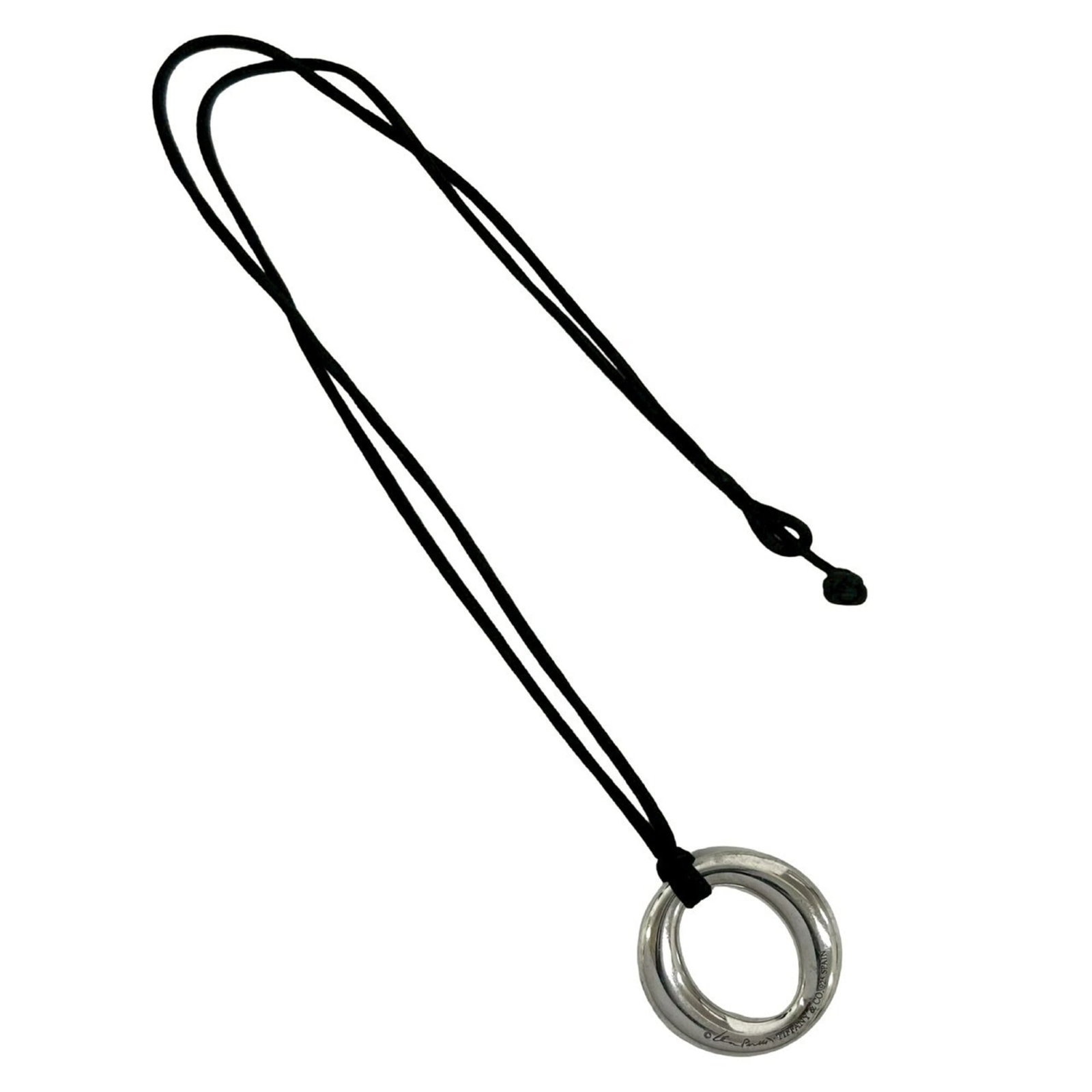 Vintage Tiffany Necklace Sterling Silver 925 Sebiana Pendant Accessory: Vintage Tiffany Necklace Sterling Silver 925 Sebiana Pendant Accessory Sterling silver necklace featuring a Sebiana pendant, crafted by Tiffany. The black and silver design stands out against the slee