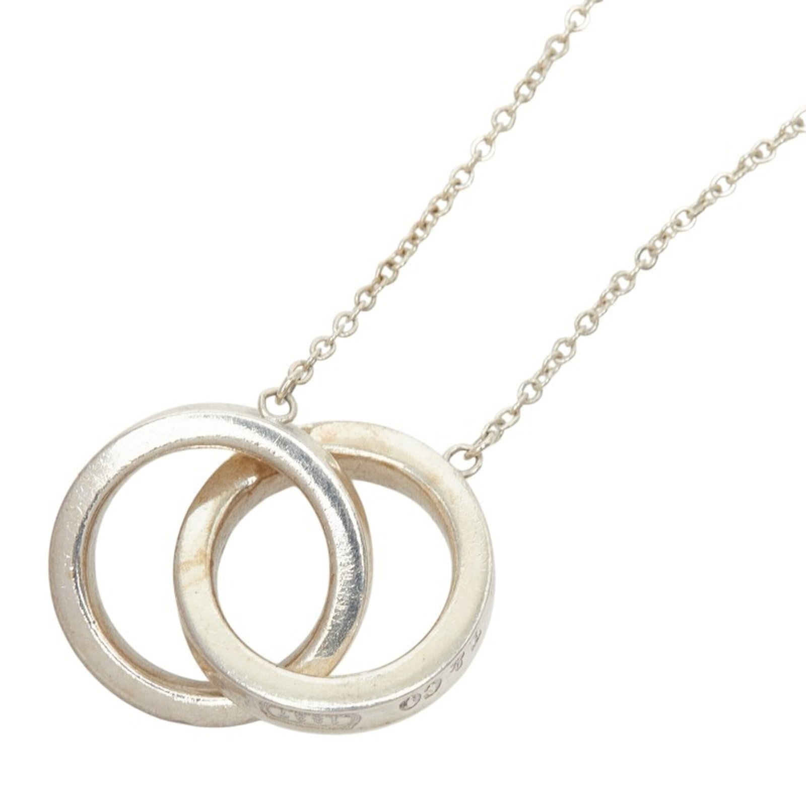 Tiffany & Co. 1837 Interlocking Circle Necklace Sv925 Silver Women'S.: Tiffany & Co. 1837 Interlocking Circle Necklace Sv925 Silver Women'S. Tiffany & Co. 1837 Interlocking Circle Necklace in sterling silver, featuring an intricate design with a 36cm circumference and pe