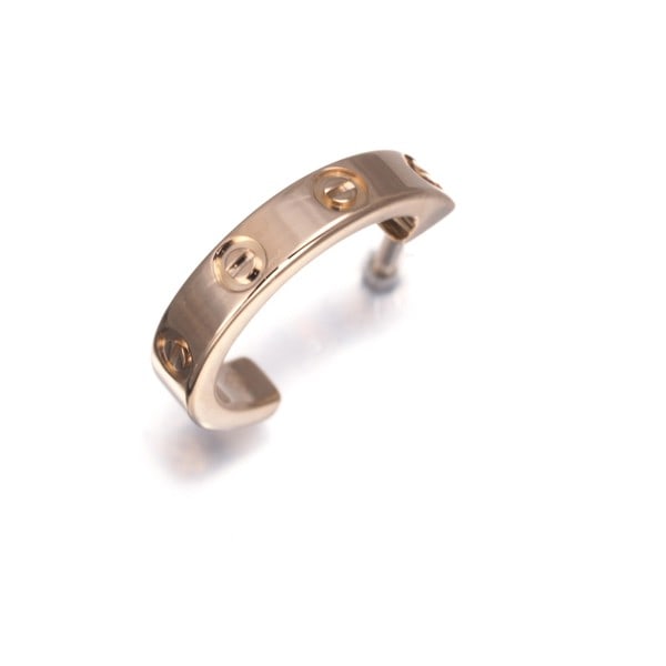 Left 18k rose gold single earring love hoop sm: Left 18k rose gold single earring love hoop sm 18k rose gold single earring love hoop sm, crafted from high-quality Cartier metal, boasts a sleek design with a length of 12.4mm and width of 10.7mm. Th