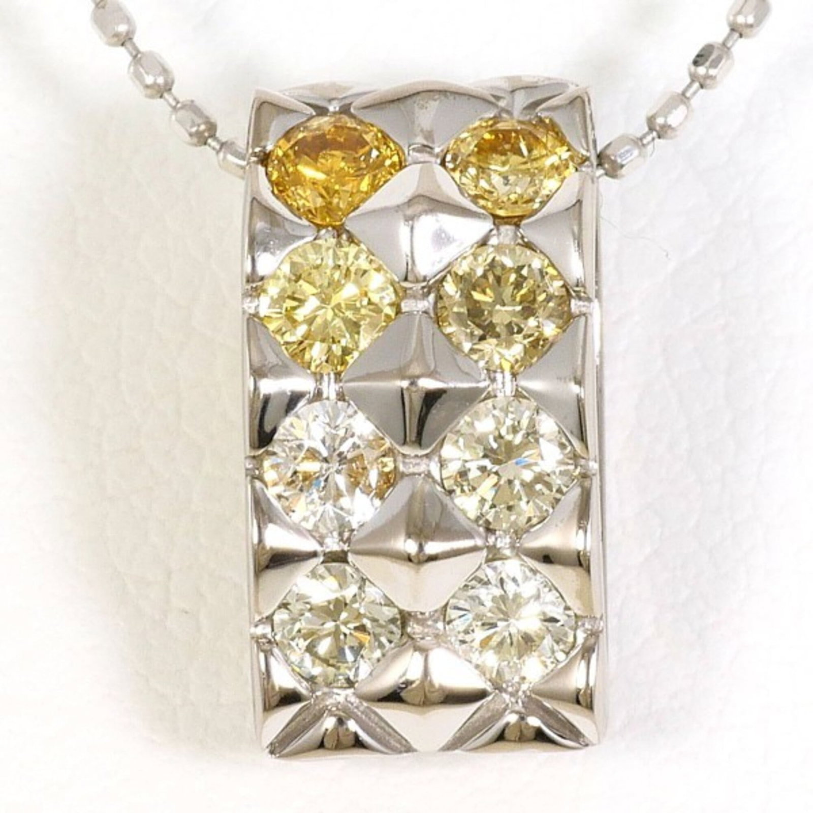 18K (18-Karat White Gold) Necklace With Yellow Diamonds And Other (Total 0.53G) Total Weight (1 of 6)