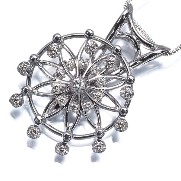 Tasaki Necklace Diamond 0.32Ct Ferris Wheel Spinning 18K 750 White Gold (1 of 6)