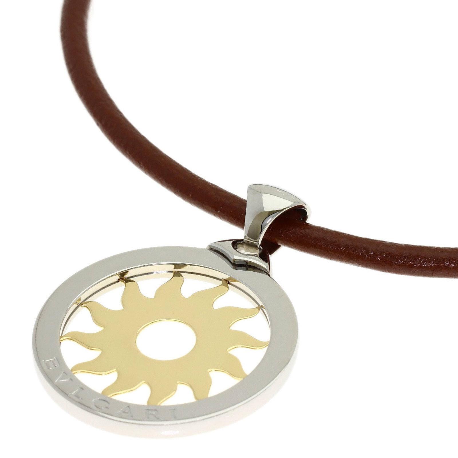 Bulgari Tondo Sun Large Necklace 18K Yellow Gold/ Stainless Steel Unisex Bvlgari (1 of 8)