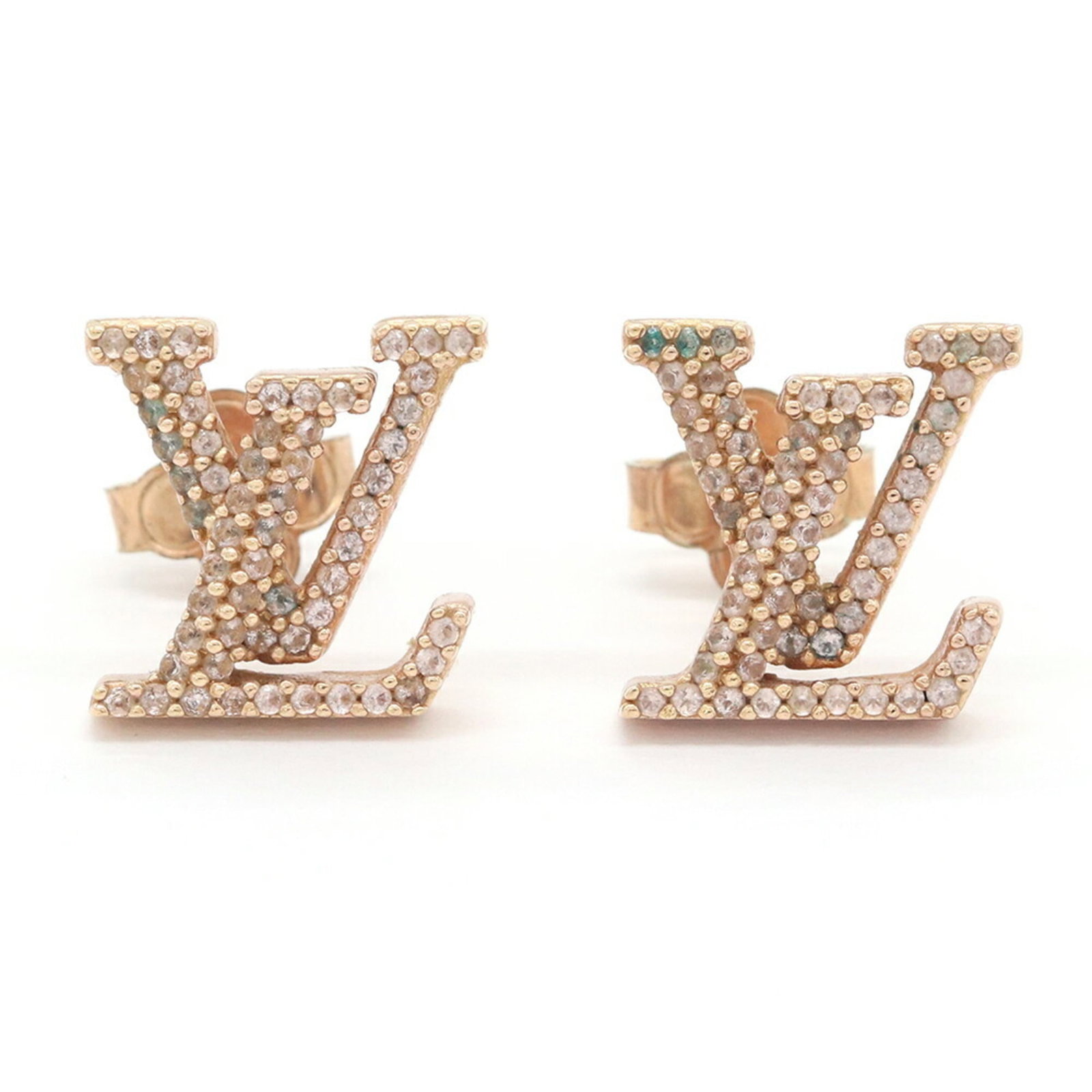 Louis Vuitton Stud Earrings Metal: Louis Vuitton Stud Earrings Metal Pink gold stud earrings from Louis Vuitton, bearing the MPN M00986. Measuring 12.00mm x 12.00mm / 0.47'' x 0.47'', these metal earrings showcase a distinctive pink go