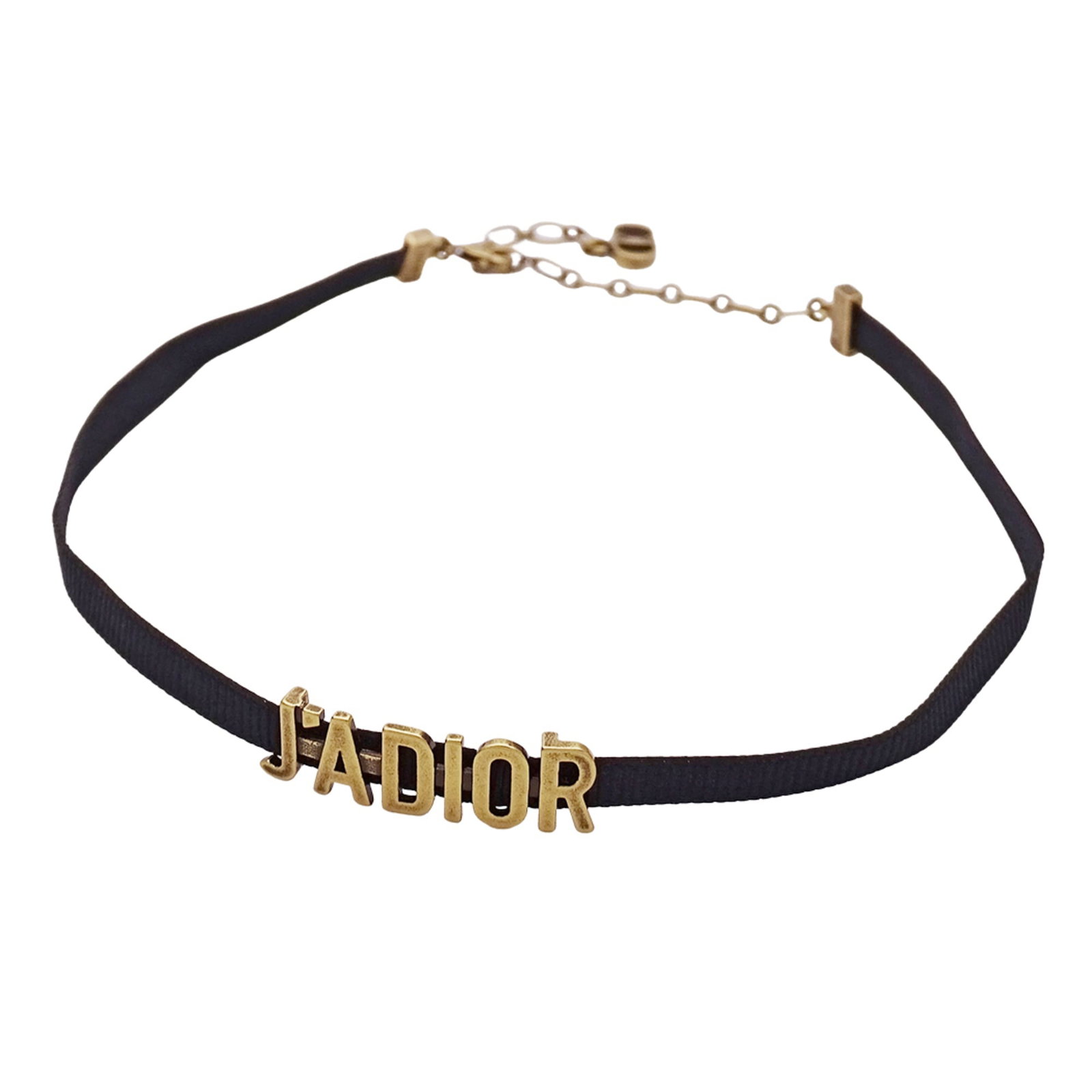 Christian Dior Choker For Women Brand Name J'Adior Gold And Black Logo.: Christian Dior Choker For Women Brand Name J'Adior Gold And Black Logo. Gold and black logo details adorn this sleek Christian Dior choker, featuring the iconic J'Adior brand name. The 29-36cm adjusta