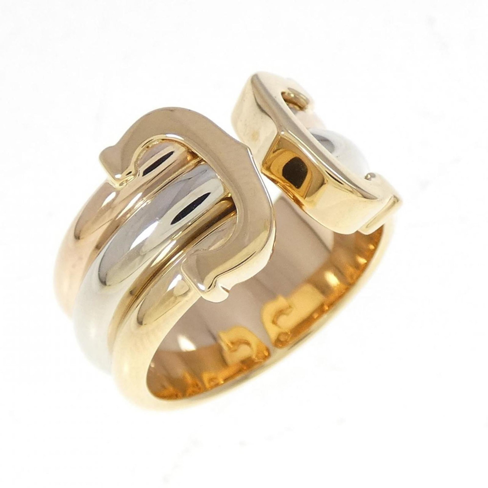Pink Gold 18K Cartier Band Ring Yellow White: Pink Gold 18K Cartier Band Ring Yellow White Pink gold (18K), White gold (18K), Yellow gold (18K) Cartier Band Ring for Women. This 18K pink gold band ring features a unique combination of white and y