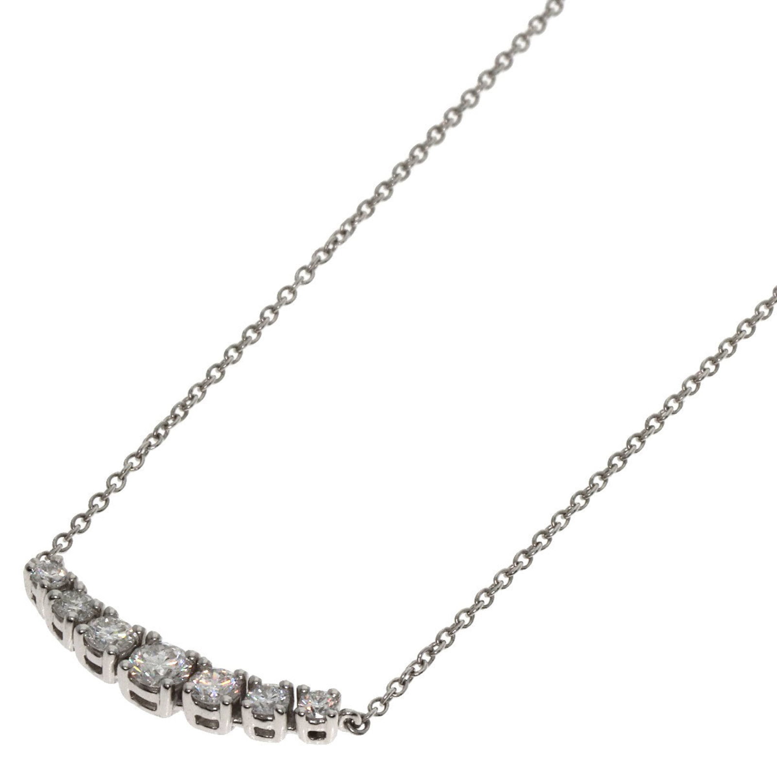 Tiffany East West Diamond Necklace In Platinum Pt950 For Women Tiffany&Co.: Tiffany East West Diamond Necklace In Platinum Pt950 For Women Tiffany&Co. Platinum Pt950 Tiffany & Co. East West Diamond Necklace for Women, featuring a stunning 3.2mm x 3mm diamond pendant suspended