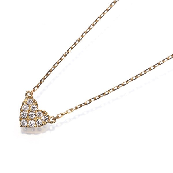 Diamond Necklace 0.05ct Heart Pave Yellow Gold 18k 750 gold: Diamond Necklace 0.05ct Heart Pave Yellow Gold 18k 750 gold Yellow gold 18k 750 pendant features a delicate heart-shaped design pave-set with a total of 0.05ct diamond, adding subtle sparkle to its na