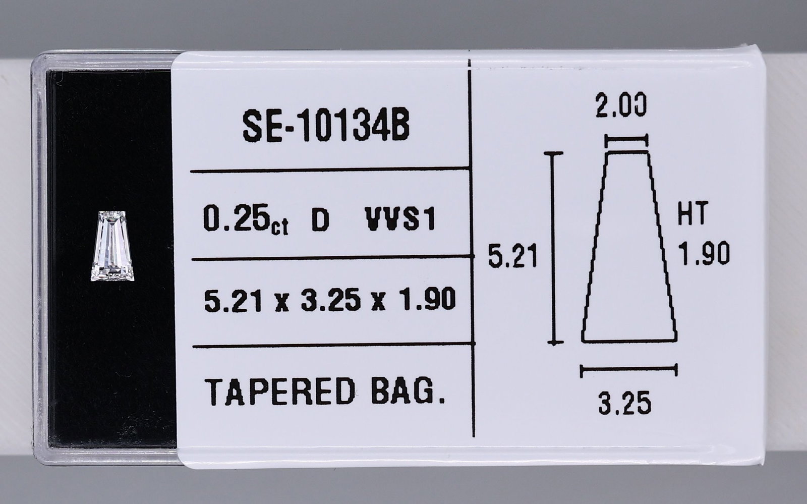 Tapered Baguette 0.25ct D VVS1 - Loose Natural Diamond: Tapered Baguette 0.25ct D VVS1 - Loose Natural Diamond Tapered baguette cut diamond with exceptional clarity and color, boasting a D grade for its exceptional brightness and VVS1 clarity for its