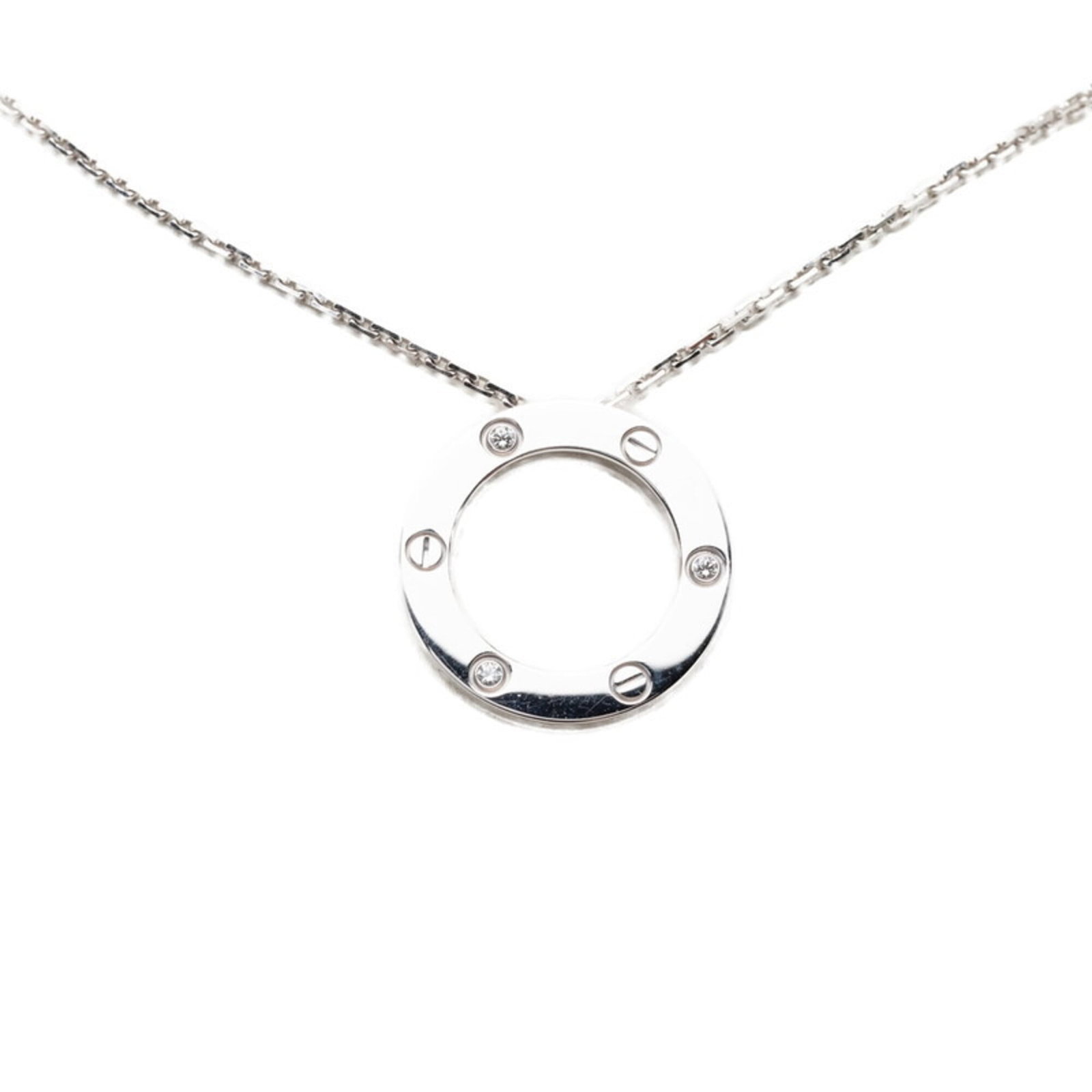 Cartier Love Circle 3-Diamond Chain Pendant Necklace B7014600 Diamond 18Kwg White Gold 750 Women'S (1 of 7)