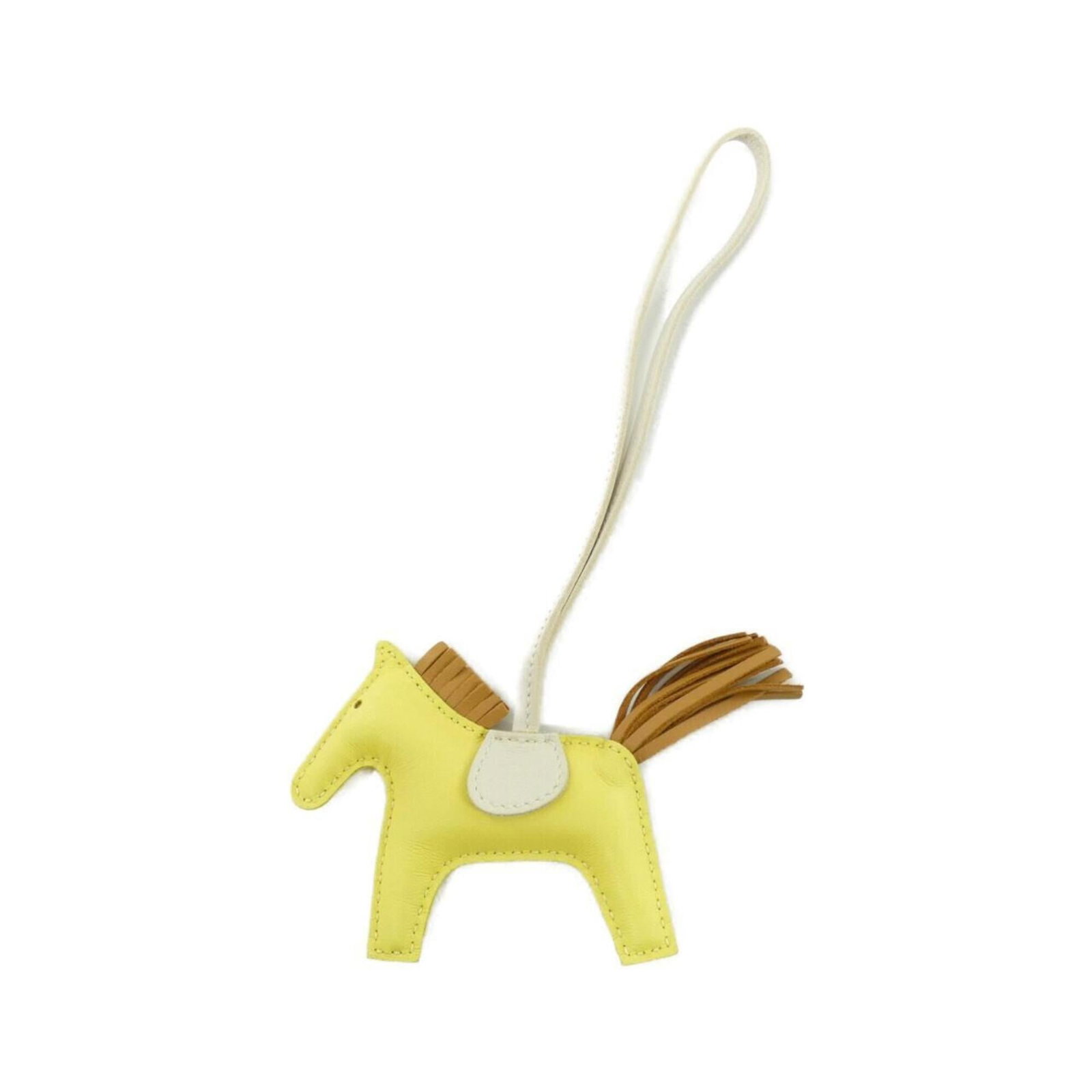 Hermes Charm Handbag Agneau Milo: Hermes Charm Handbag Agneau Milo Agneau Milo, a vibrant and playful material, brings a pop of color to the Agneau Milo Charm Handbag from Hermes. This unique charm handbag features a lime and yellow d