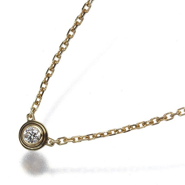 Diamond D'Amour Necklace Yellow Gold 18K 750 Cartier: Diamond D'Amour Necklace Yellow Gold 18K 750 Cartier 18k Yellow Gold Diamond Pendant Necklace from Cartier's d'Amour Collection. This elegant necklace showcases a natural diamond pendant suspended fro