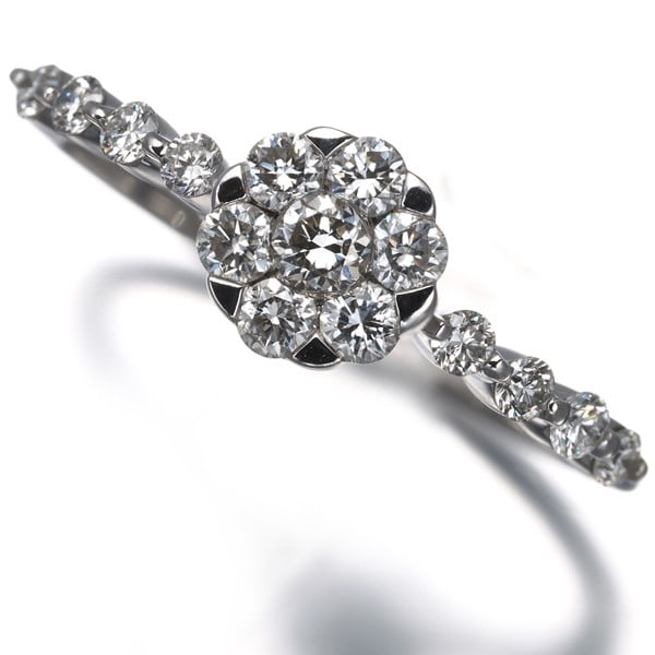 Coronet Solitaire Ring Diamond 0.50Ct Flower Us6-6.25 18K 750 White Gold (1 of 5)