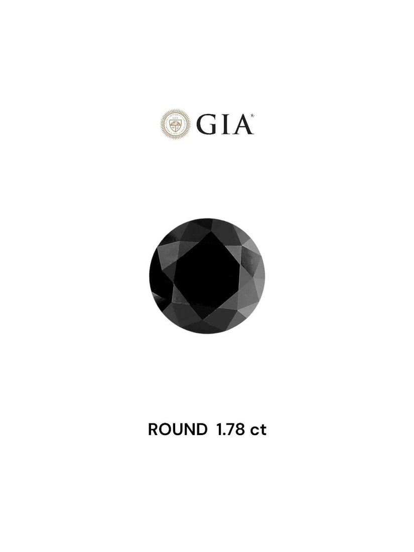 GIA Round 1.78ct Fancy Black VVS2 - Loose Natural Diamond: GIA Round 1.78ct Fancy Black VVS2 - Loose Natural Diamond GIA certified, this loose natural diamond boasts an impressive 1.78 carats in its round shape with exceptional symmetry and polish. Its Fancy 