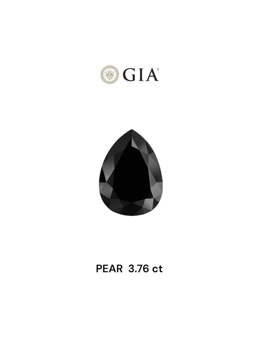 GIA Pear 3.76ct Fancy Black VVS2 - Loose Natural Diamond: GIA Pear 3.76ct Fancy Black VVS2 - Loose Natural Diamond GIA-certified Fancy Black diamond with exceptional clarity and polish, boasting a vibrant black color and precise cut. Measuring 3.76 carats,
