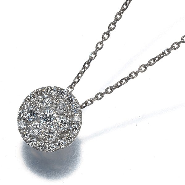 Diamond 0.41Ct Paved Circle Necklace 900 850 Platinum: Diamond 0.41Ct Paved Circle Necklace 900 850 Platinum 900 / 850 Platinum Diamond Paved Circle Necklace features a natural diamond pendant, set in a circle design. The necklace boasts a total weight