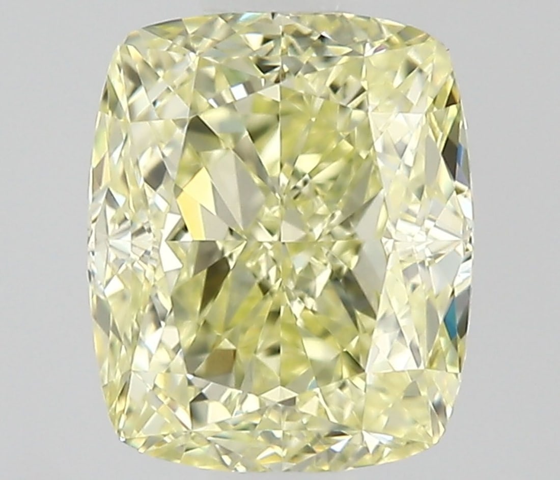 GIA Cushion Modified 0.9ct Fancy Light Yellow VVS2 - Loose Natural Diamond: GIA Cushion Modified 0.9ct Fancy Light Yellow VVS2 - Loose Natural Diamond GIA-certified, this 0.9ct Fancy Light Yellow VVS2 diamond boasts exceptional clarity and polish, with a vibrant color that sh