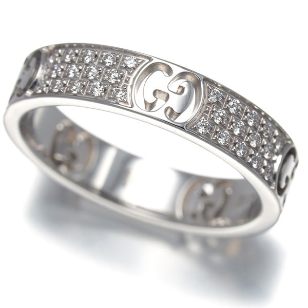 Gucci Ring Diamond Icon Stardust Thin Us5-5.25 18K 750 White Gold: Gucci Ring Diamond Icon Stardust Thin Us5-5.25 18K 750 White Gold 18k White Gold Diamond Ring from GUCCI, featuring a natural diamond with an unmarked carat weight. This Icon Stardust collection ring 
