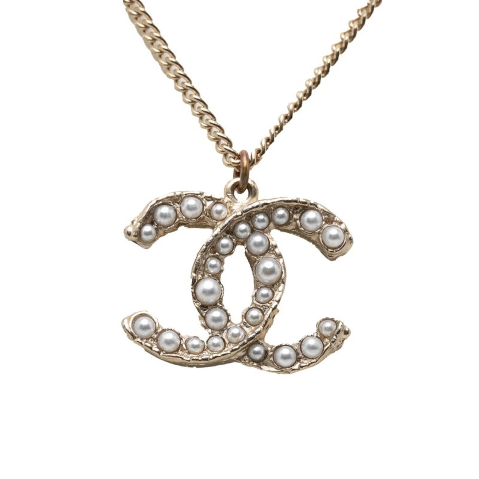Chanel Coco Mark Necklace Pendant A12A Gold Plated Faux Pearl Women'S Chanel (1 of 6)