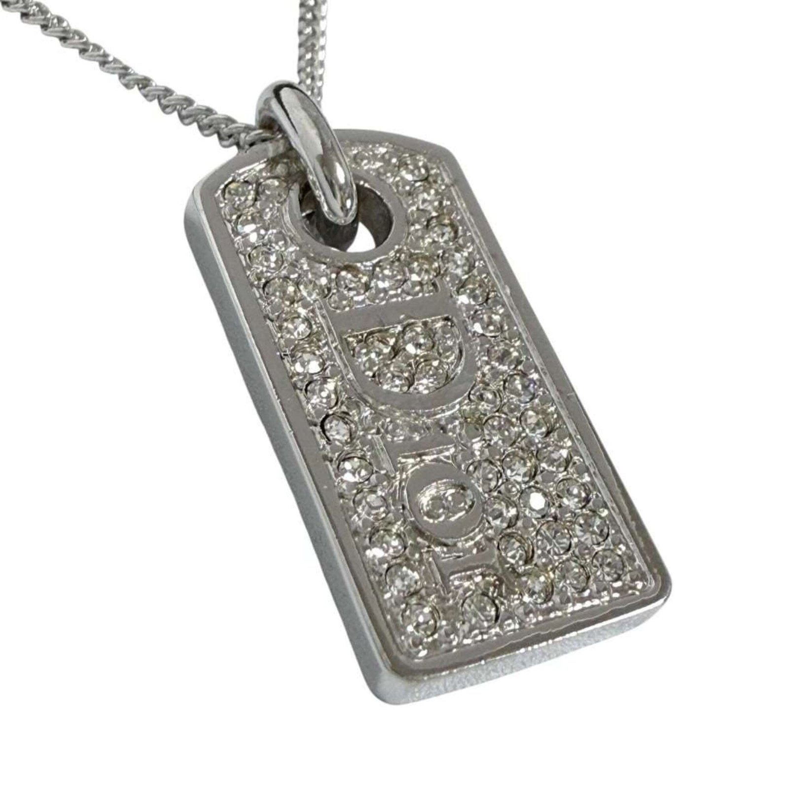 Silver Up to 45cm Pendant Necklace for Women by Christian Dior: Silver Up to 45cm Pendant Necklace for Women by Christian Dior Silver Up to 45cm Pendant Necklace for Women by Christian Dior. This elegant pendant necklace features a silver design with rhinestones, 